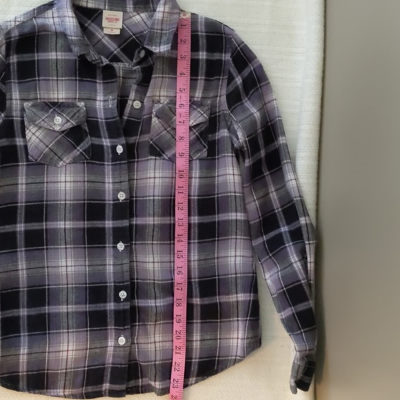 Long sleeve purple & black plaid flannel - Picture 7 of 7